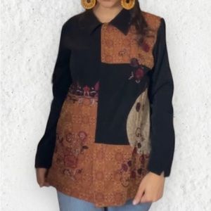 Retro 80s vintage jacket I.K.C. Jacket embroidery floral design